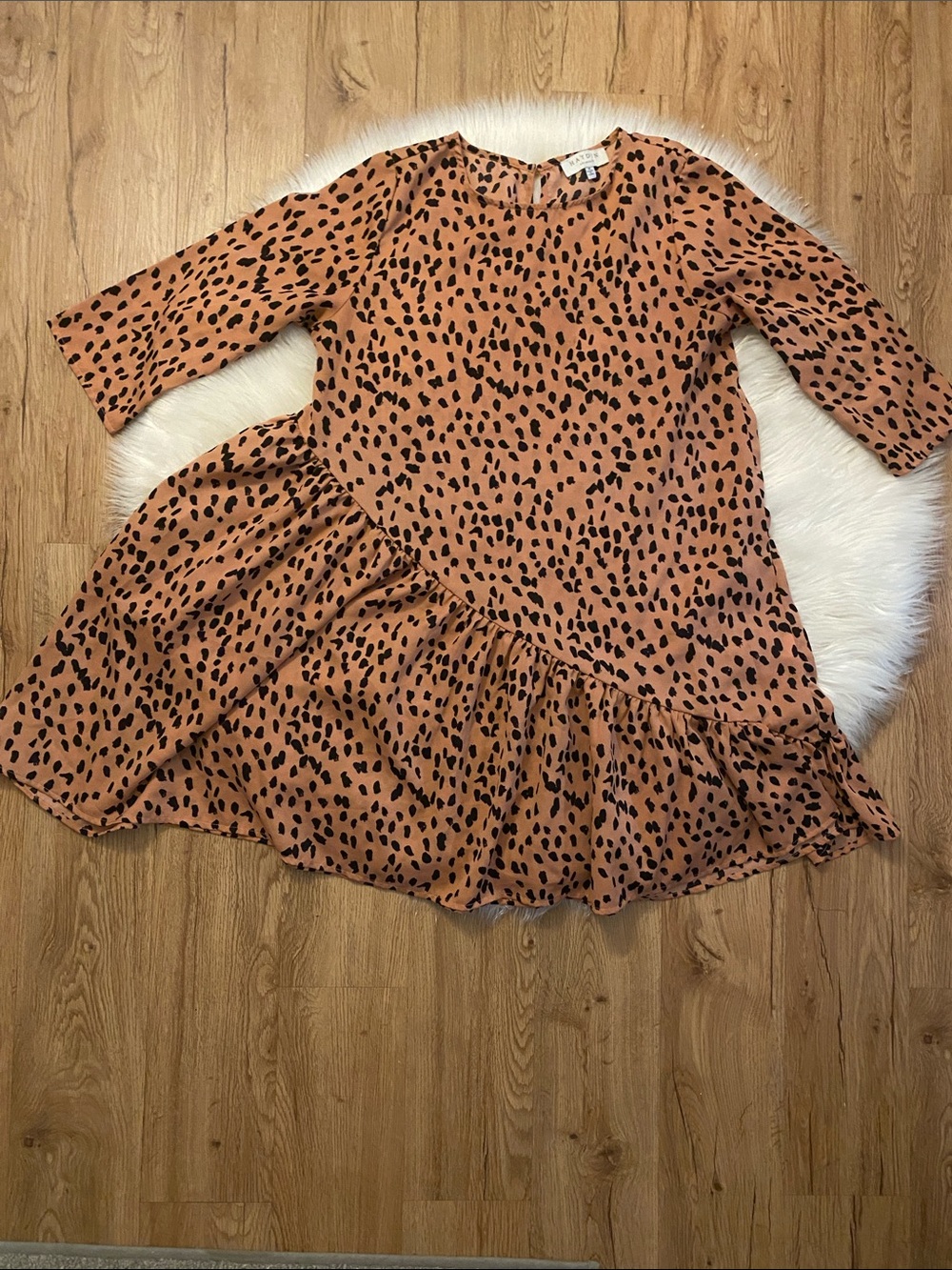 Hayden Leopard M Print Ruffle Hem Dress - Rust/Cheetah - Picture 2 of 6